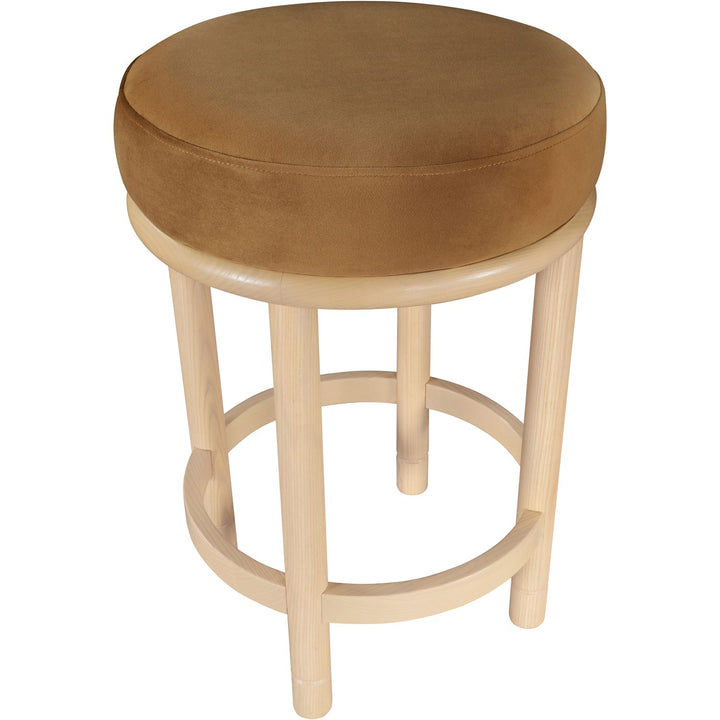Monette Velvet Upholstered Counter Stool — Saddle / Natural