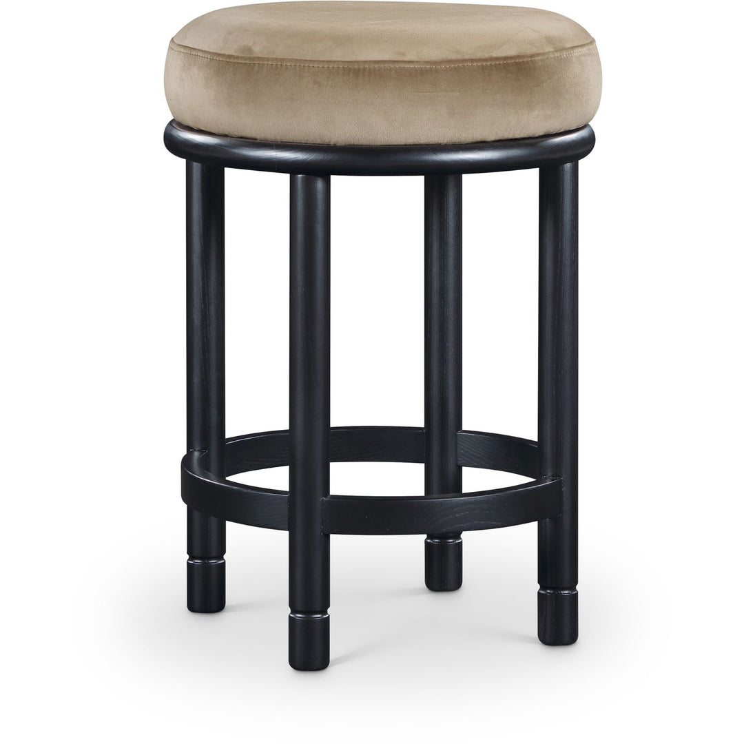 Monette Velvet Upholstered Counter Stool — Beige / Black