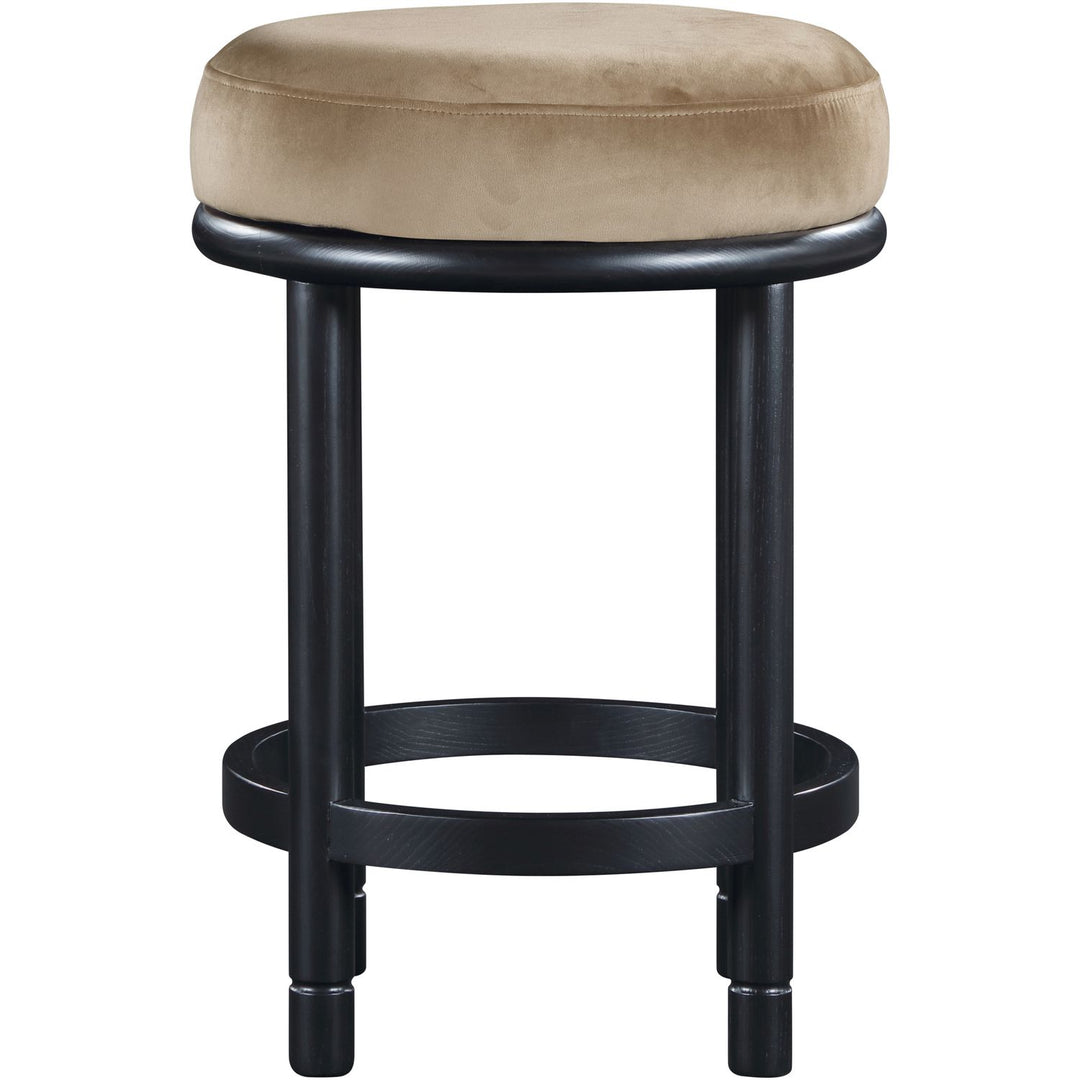 Monette Velvet Upholstered Counter Stool — Beige / Black