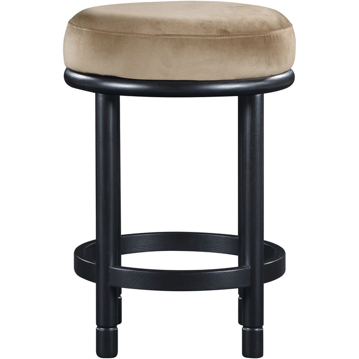 Monette Velvet Upholstered Counter Stool — Beige / Black