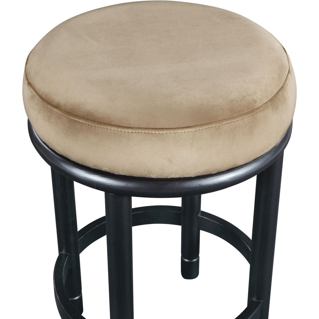 Monette Velvet Upholstered Counter Stool — Beige / Black