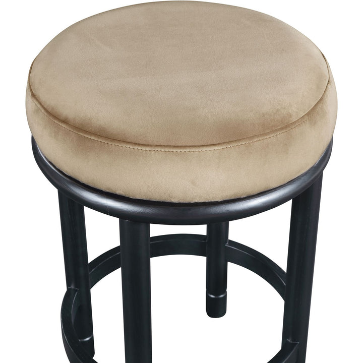 Monette Velvet Upholstered Counter Stool — Beige / Black