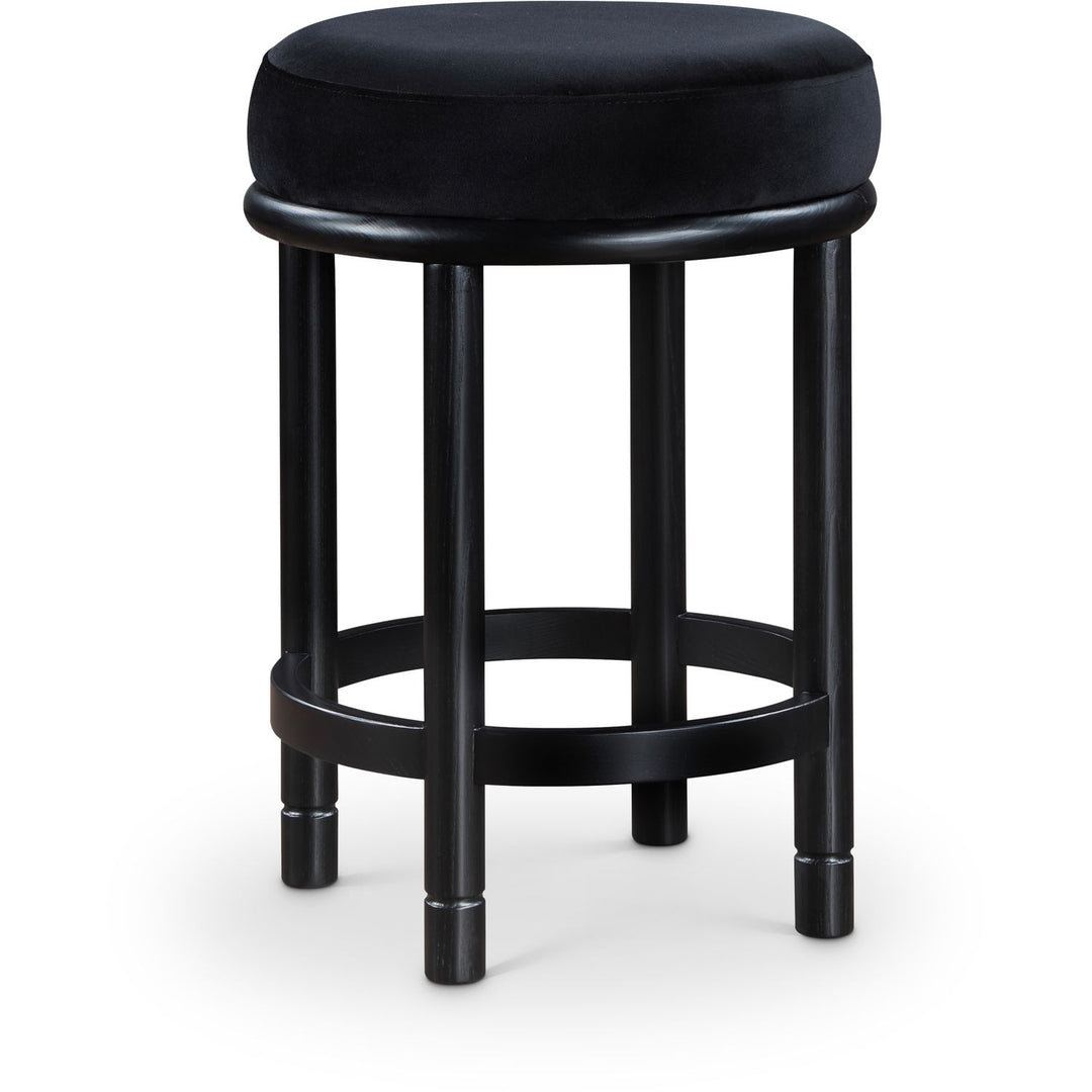 Monette Velvet Upholstered Counter Stool — Black / Black