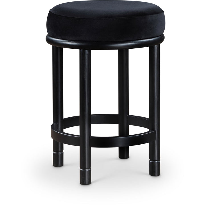 Monette Velvet Upholstered Counter Stool — Black / Black