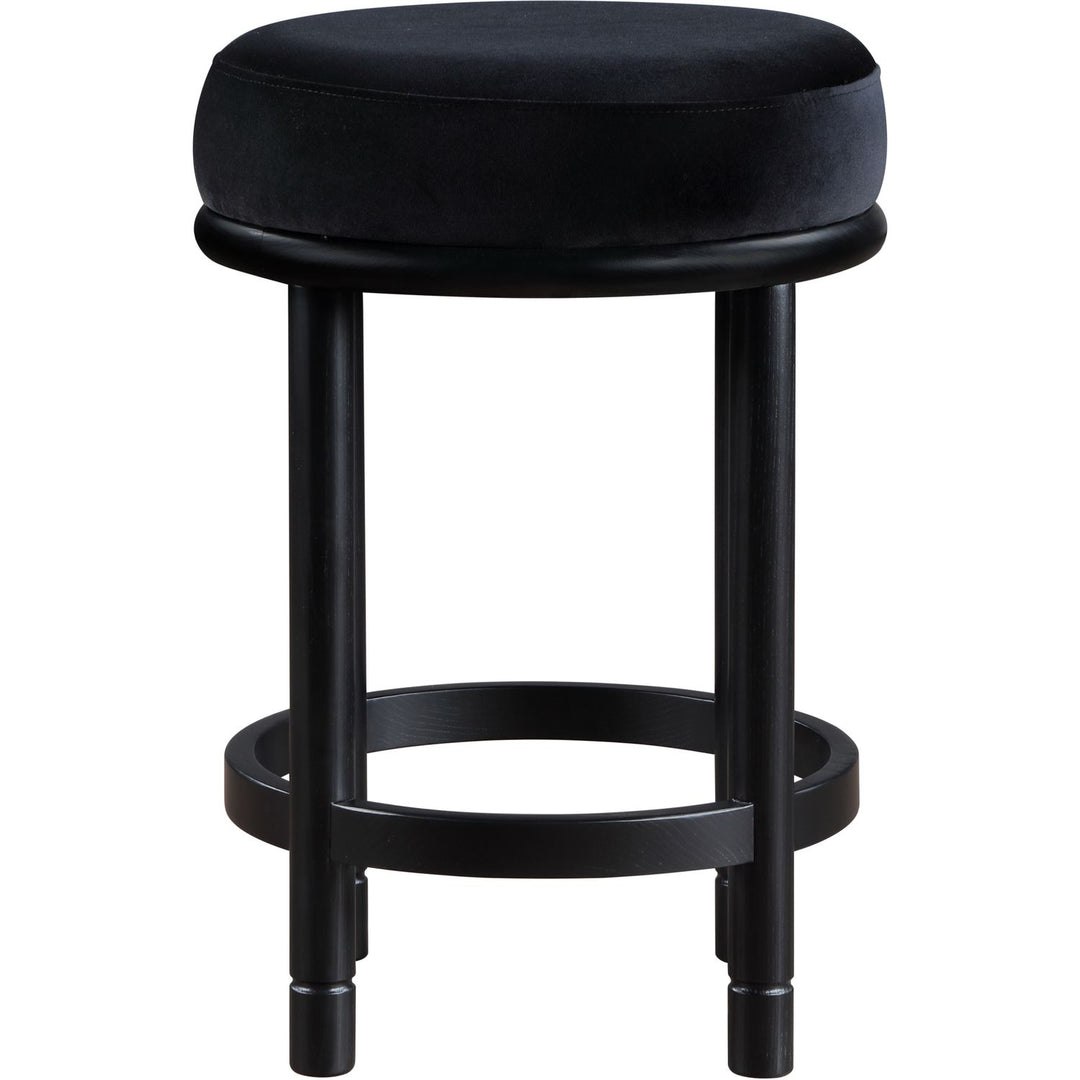 Monette Velvet Upholstered Counter Stool — Black / Black