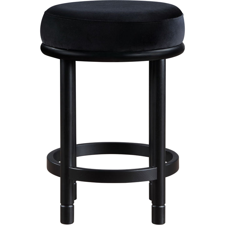 Monette Velvet Upholstered Counter Stool — Black / Black