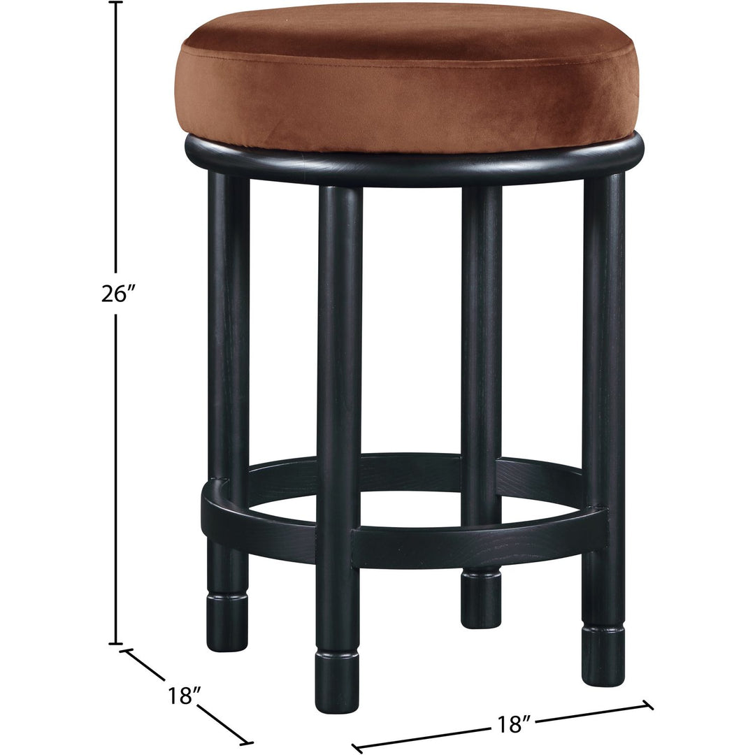Monette Velvet Upholstered Counter Stool — Cognac / Black