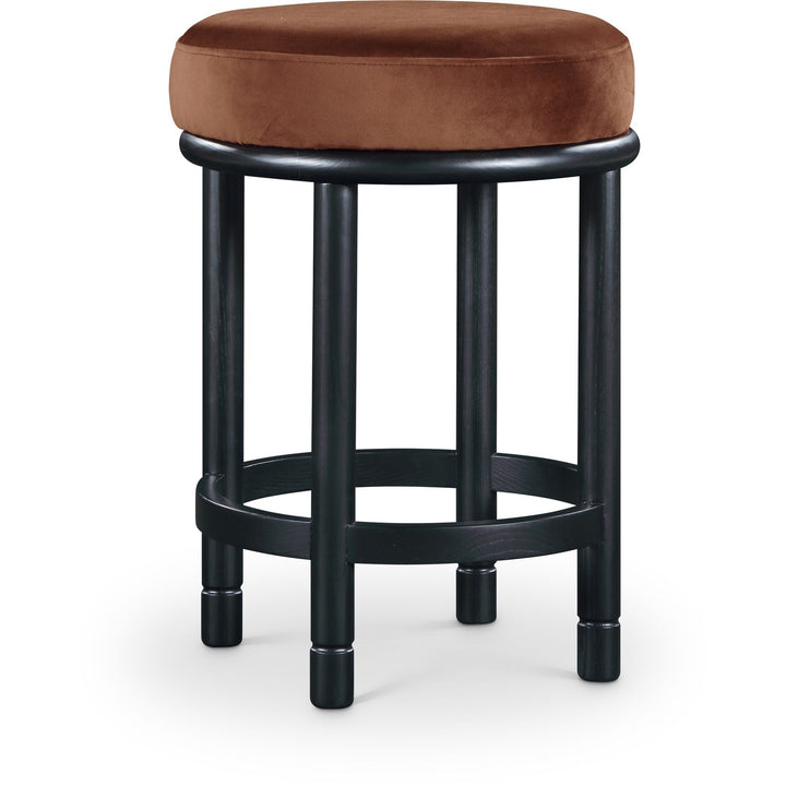 Monette Velvet Upholstered Counter Stool — Cognac / Black