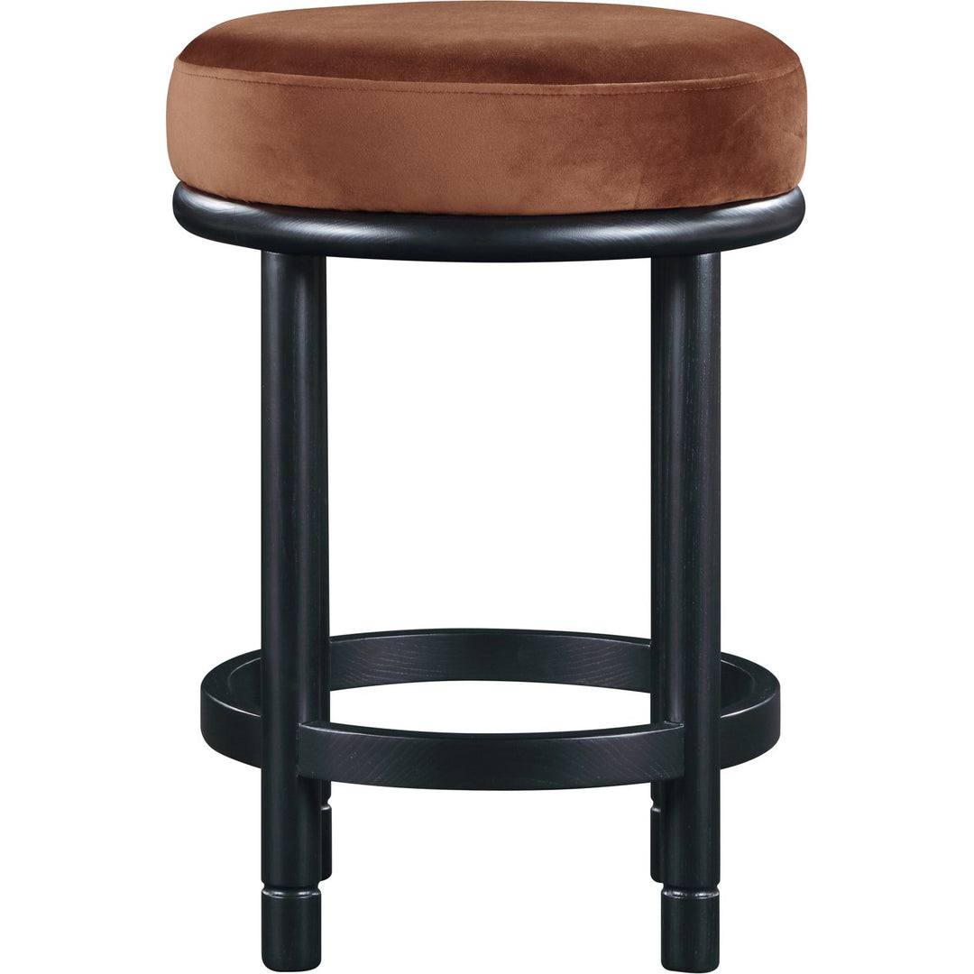 Monette Velvet Upholstered Counter Stool — Cognac / Black