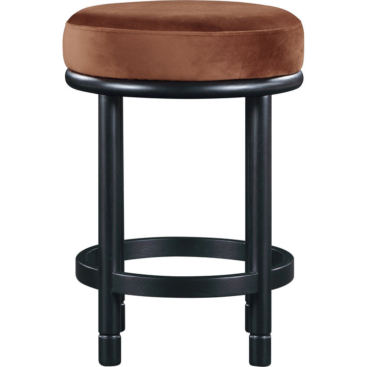 Monette Velvet Upholstered Counter Stool — Cognac / Black