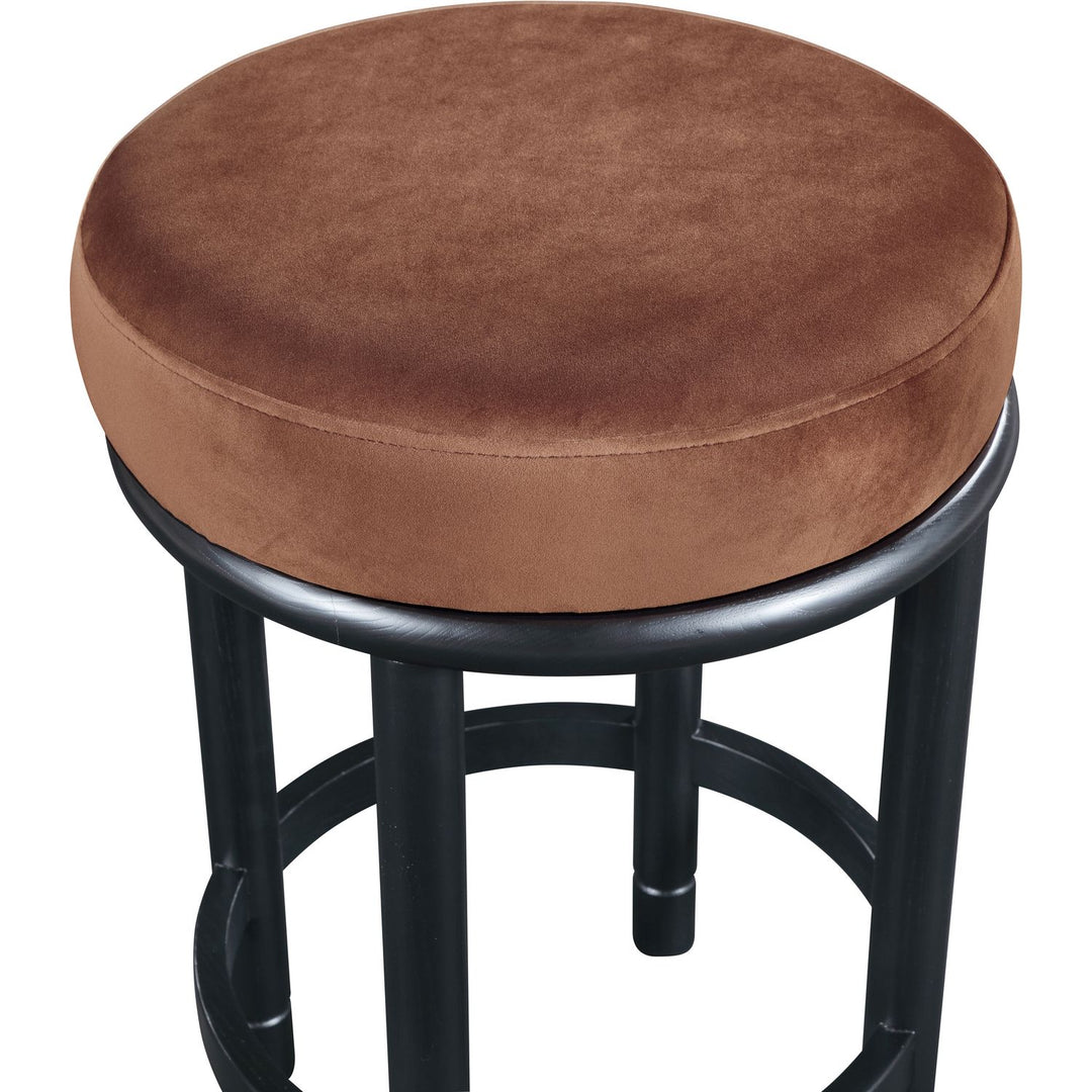 Monette Velvet Upholstered Counter Stool — Cognac / Black