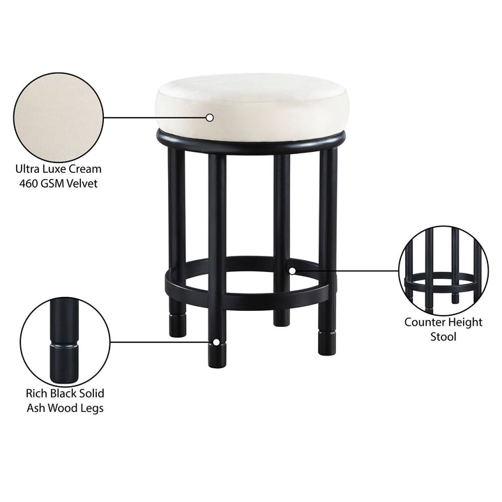 Monette Velvet Upholstered Counter Stool — Cream / Black