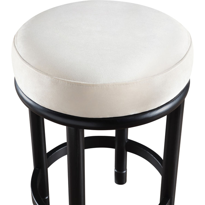 Monette Velvet Upholstered Counter Stool — Cream / Black