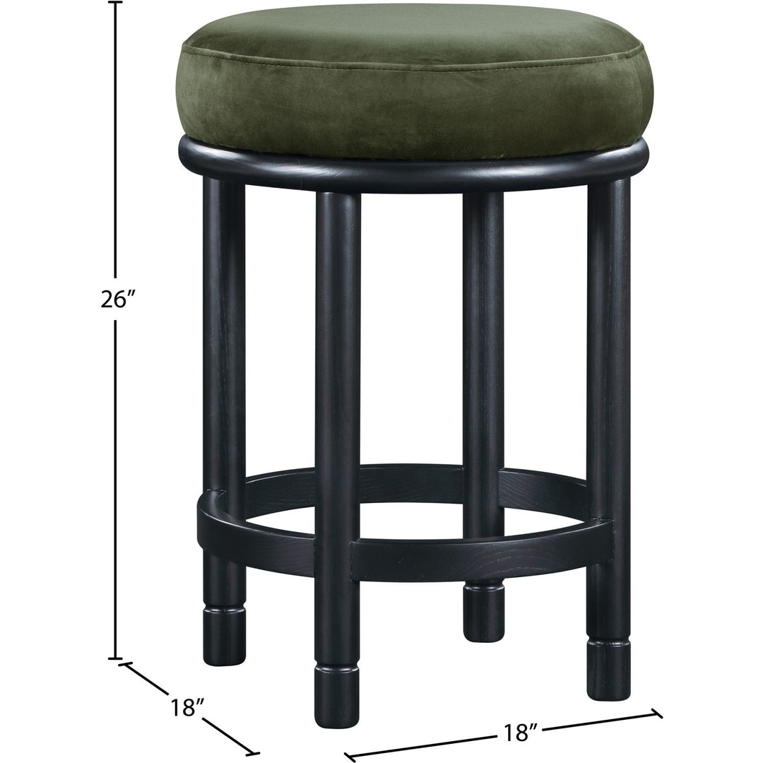 Monette Velvet Upholstered Counter Stool — Green / Black