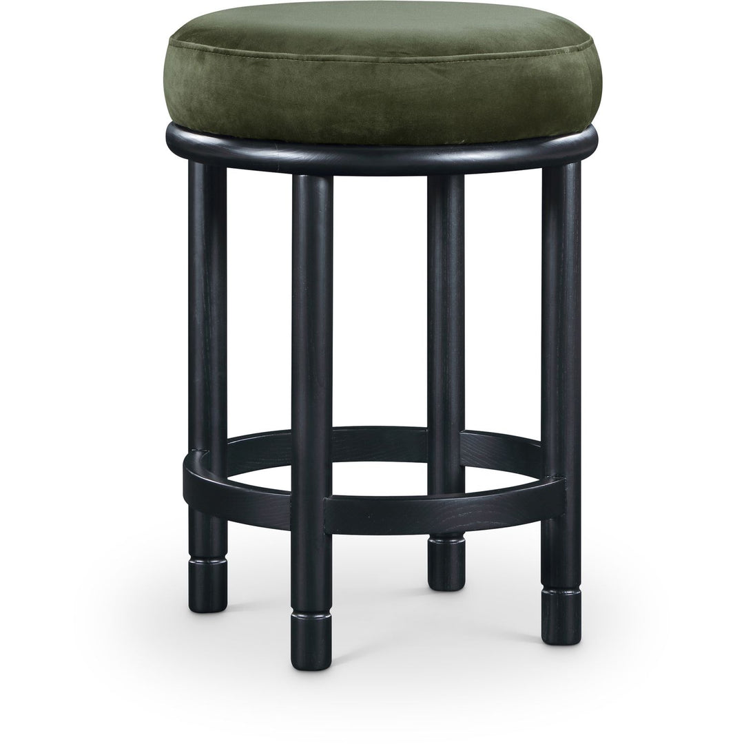 Monette Velvet Upholstered Counter Stool — Green / Black