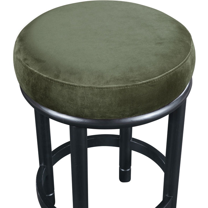 Monette Velvet Upholstered Counter Stool — Green / Black