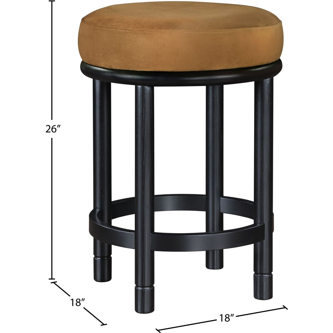 Monette Velvet Upholstered Counter Stool — Saddle / Black