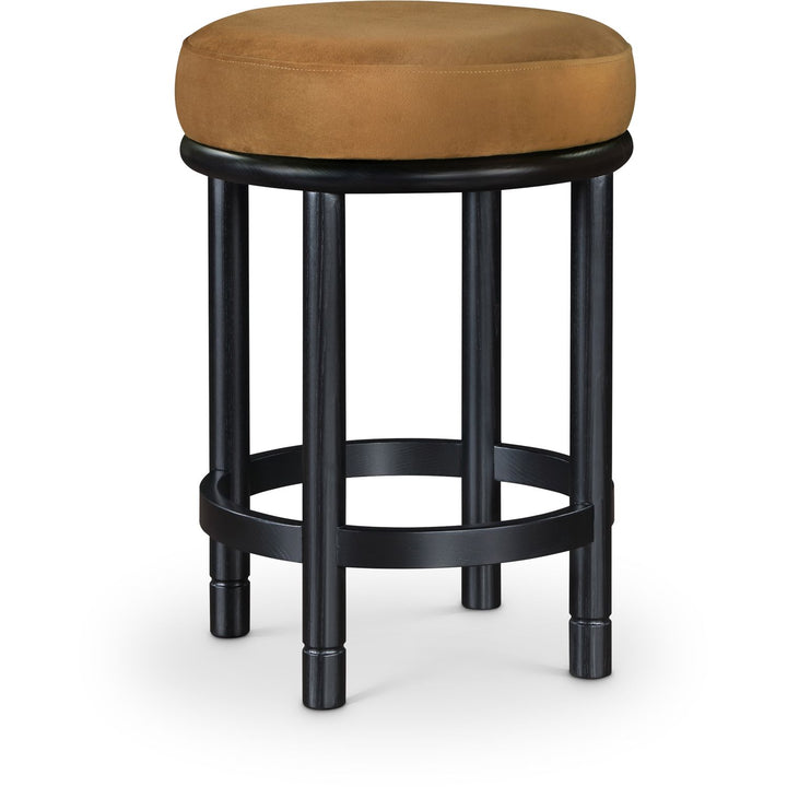 Monette Velvet Upholstered Counter Stool — Saddle / Black