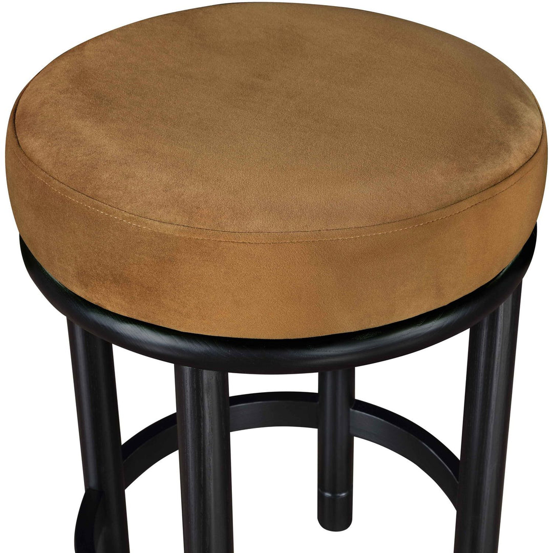 Monette Velvet Upholstered Counter Stool — Saddle / Black