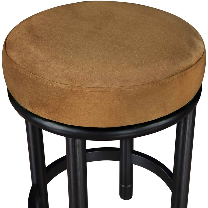 Monette Velvet Upholstered Counter Stool — Saddle / Black