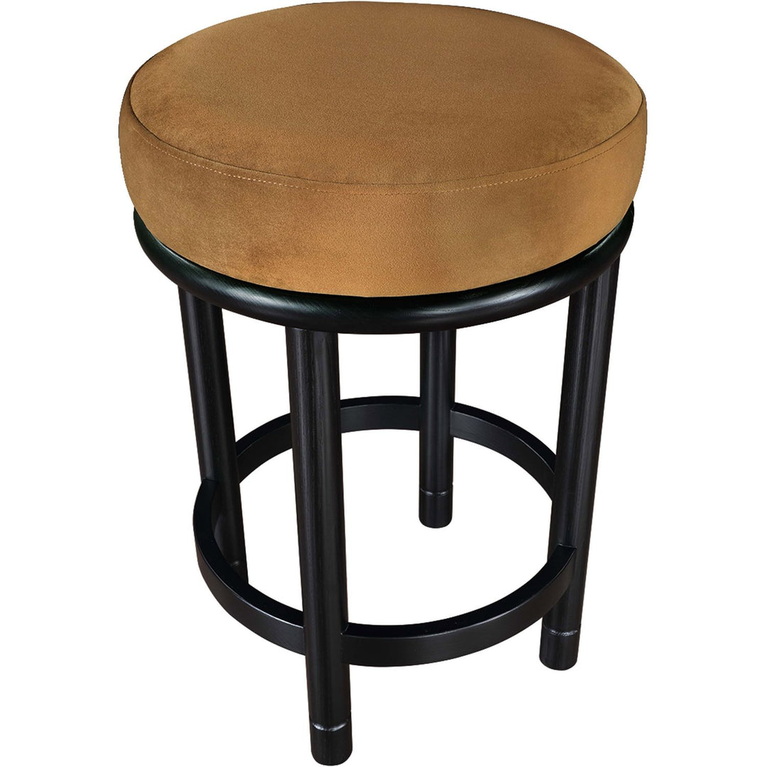 Monette Velvet Upholstered Counter Stool — Saddle / Black