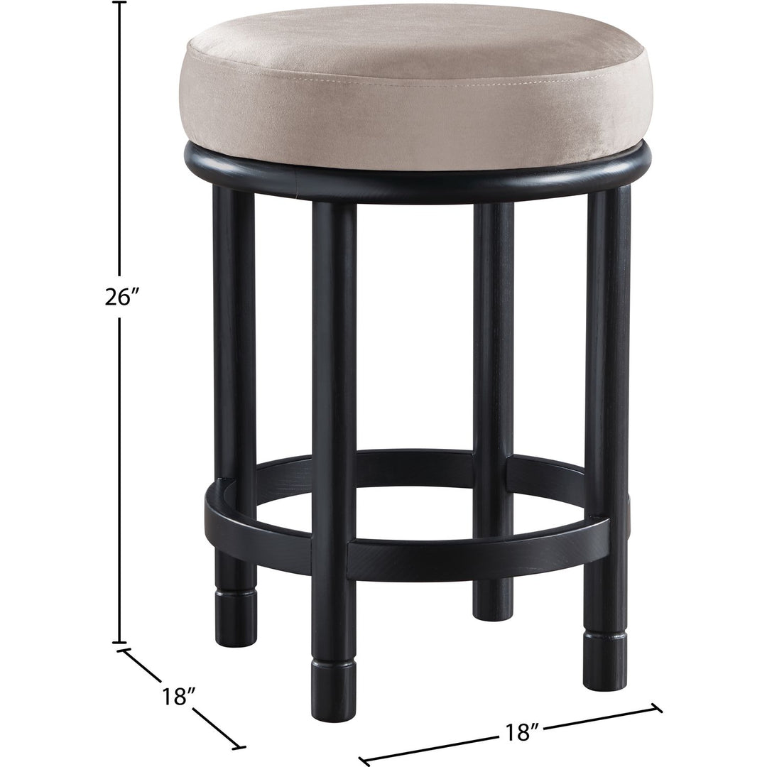 Monette Velvet Upholstered Counter Stool — Taupe / Black