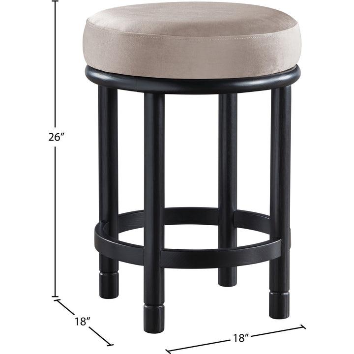 Monette Velvet Upholstered Counter Stool — Taupe / Black