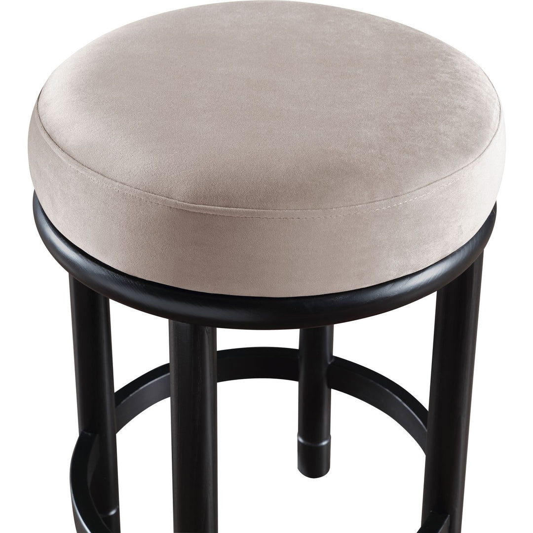 Monette Velvet Upholstered Counter Stool — Taupe / Black