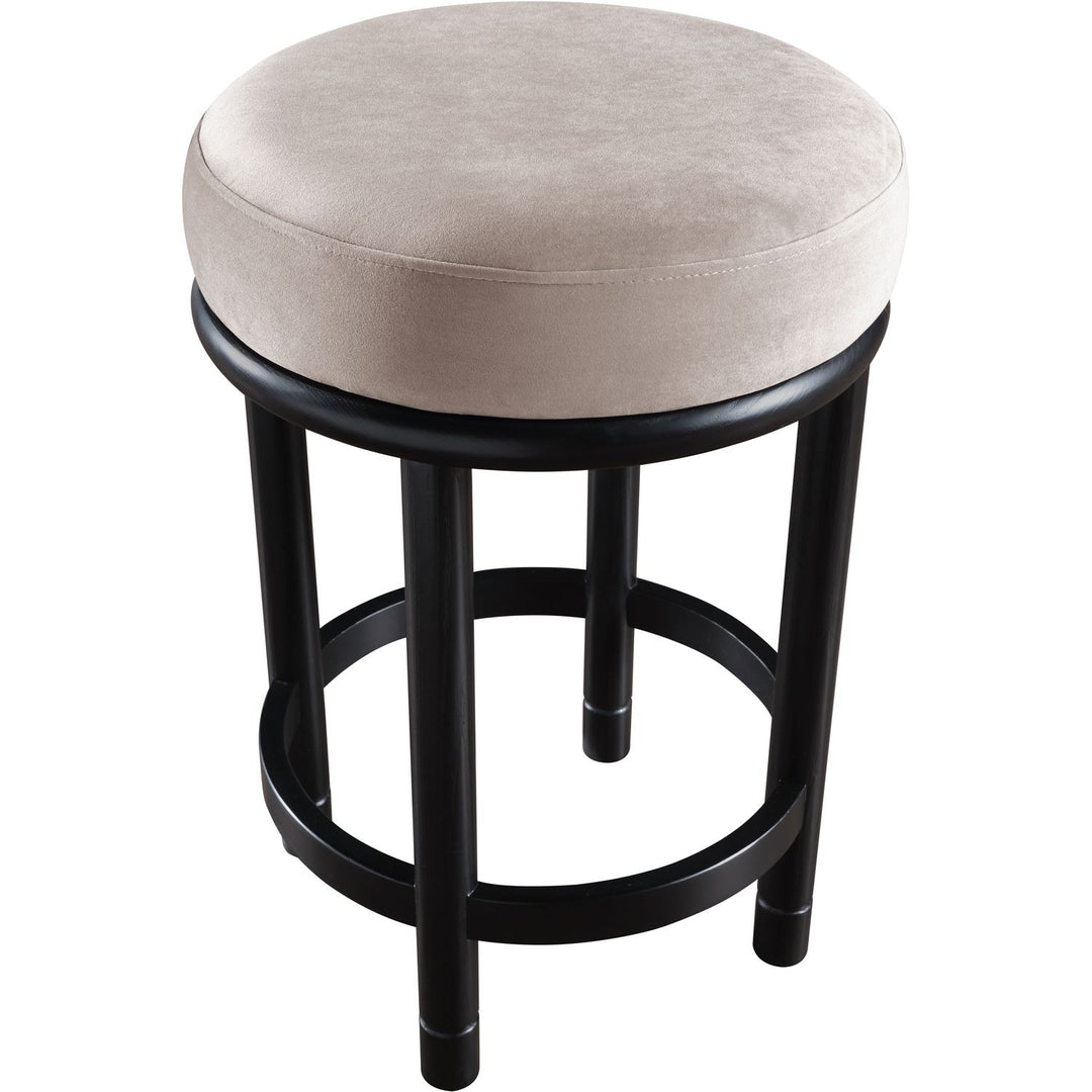 Monette Velvet Upholstered Counter Stool — Taupe / Black