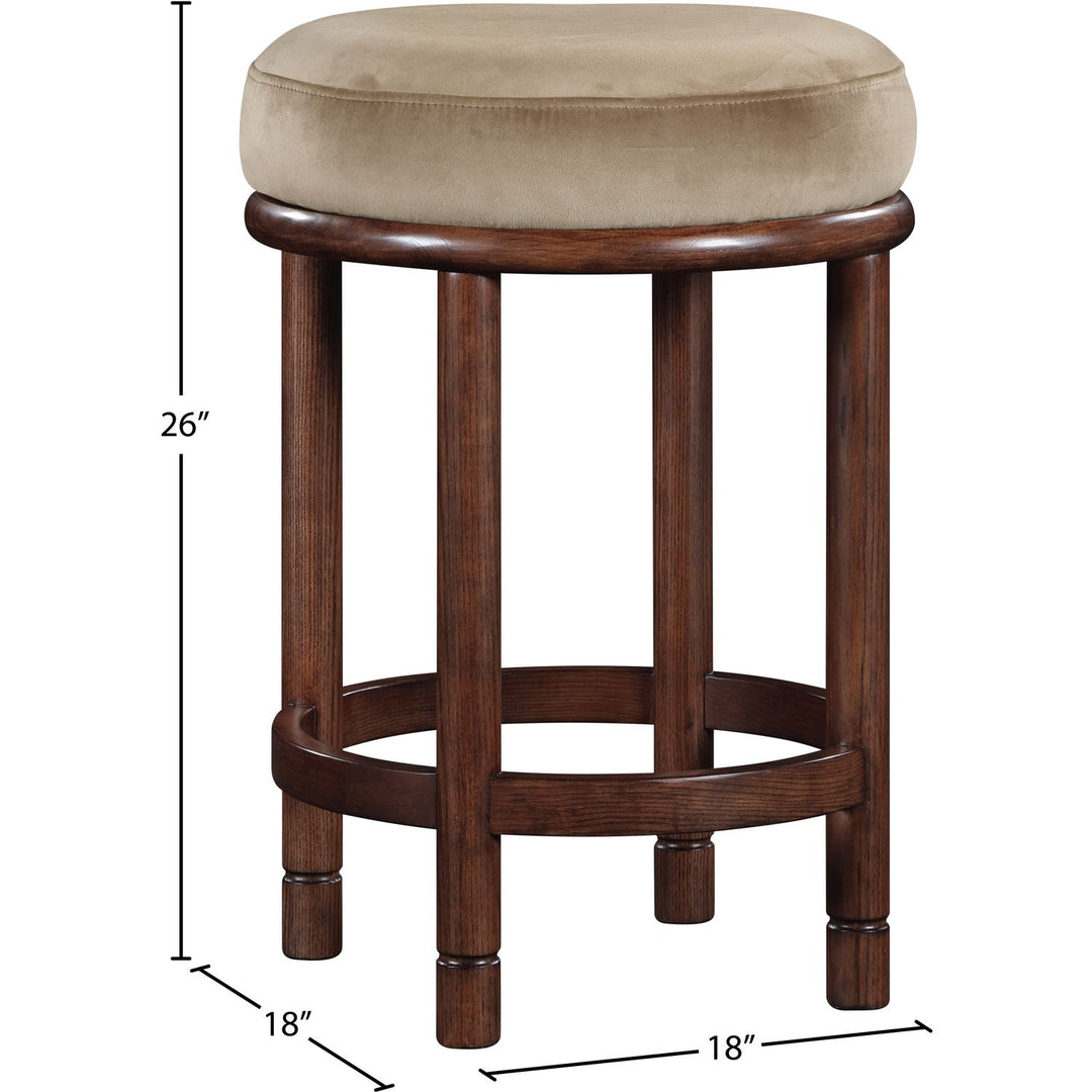 Monette Velvet Upholstered Counter Stool — Beige / Brown
