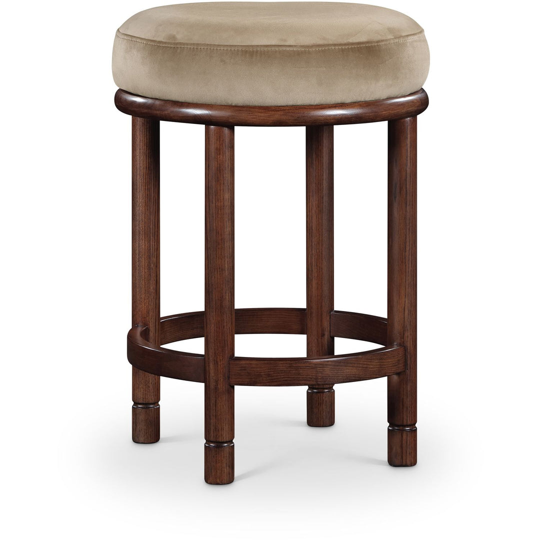 Monette Velvet Upholstered Counter Stool — Beige / Brown