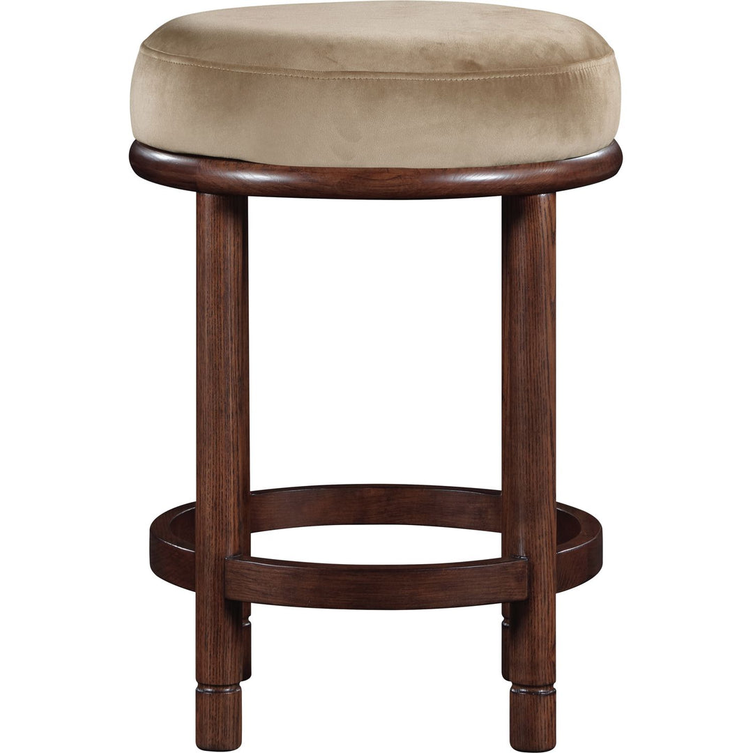 Monette Velvet Upholstered Counter Stool — Beige / Brown