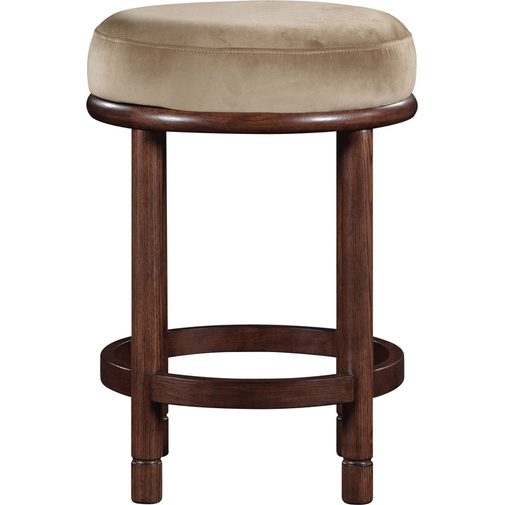 Monette Velvet Upholstered Counter Stool — Beige / Brown