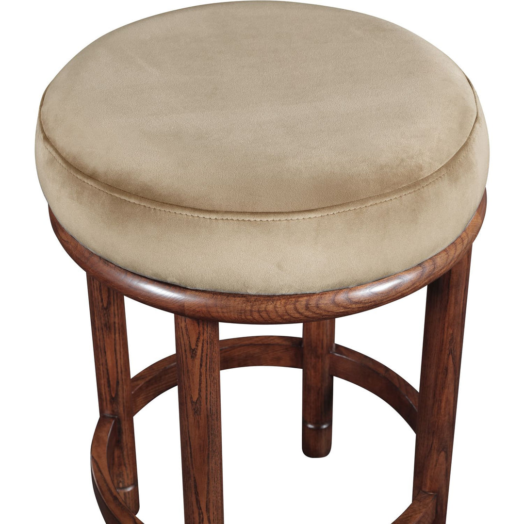 Monette Velvet Upholstered Counter Stool — Beige / Brown