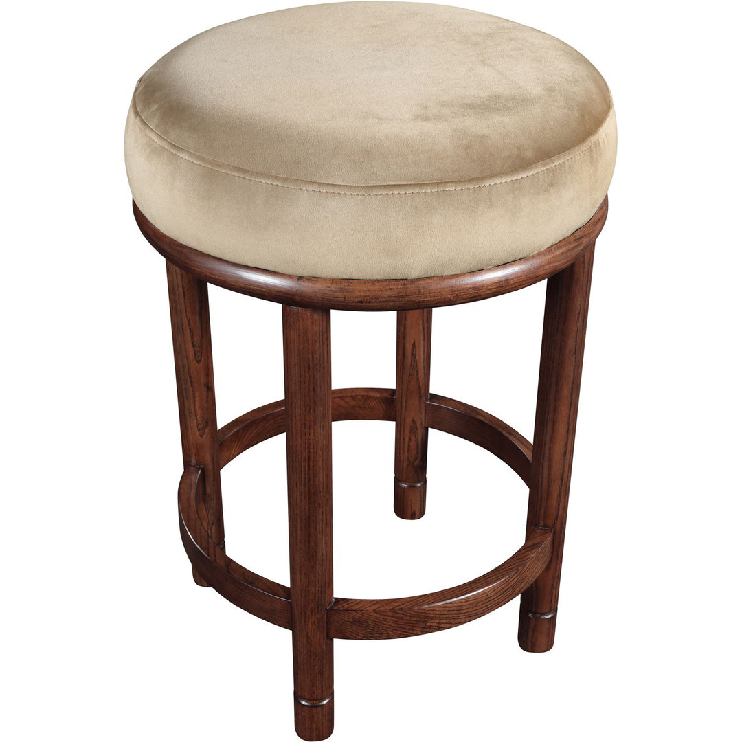 Monette Velvet Upholstered Counter Stool — Beige / Brown
