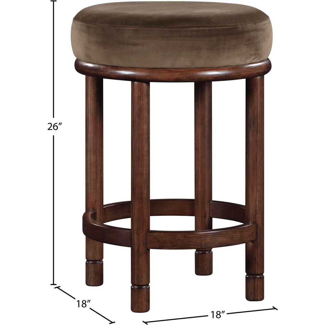 Monette Velvet Upholstered Counter Stool — Brown / Brown