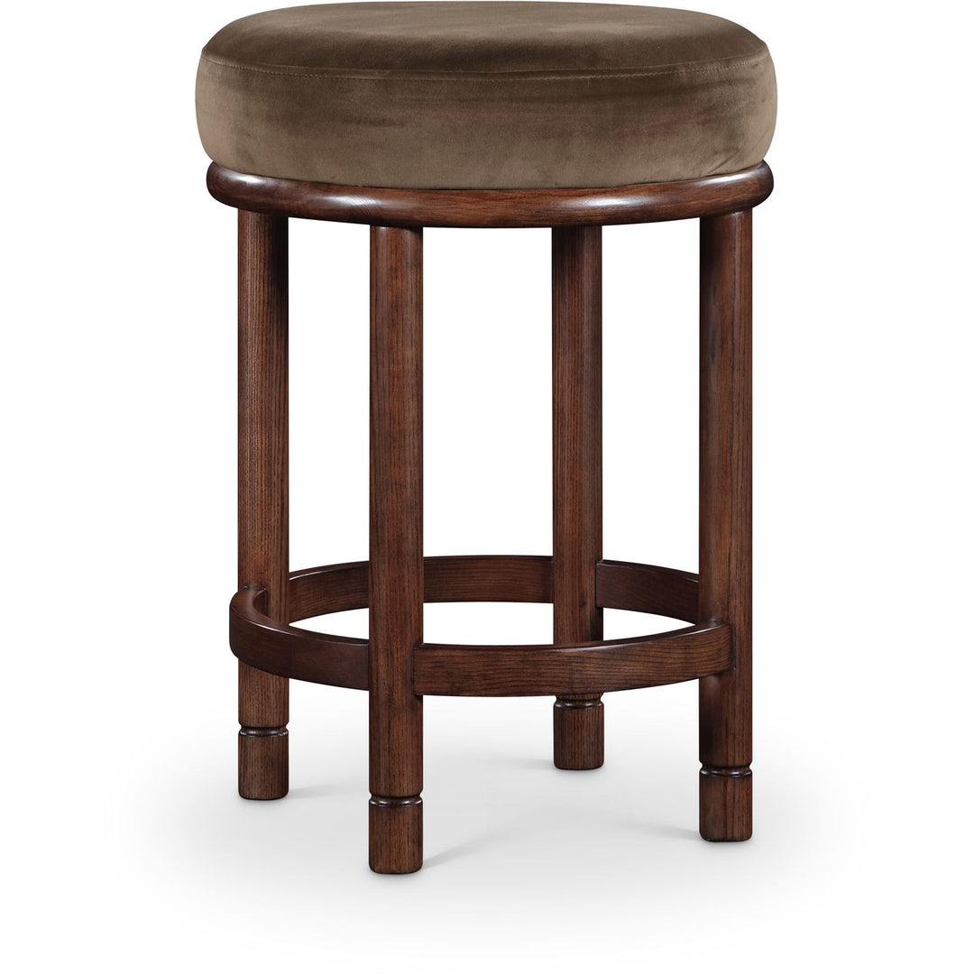 Monette Velvet Upholstered Counter Stool — Brown / Brown