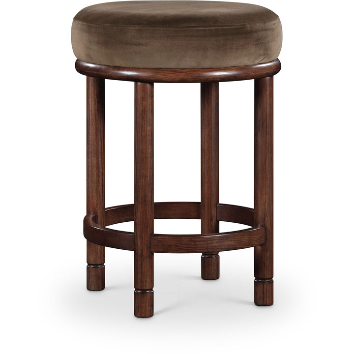 Monette Velvet Upholstered Counter Stool — Brown / Brown