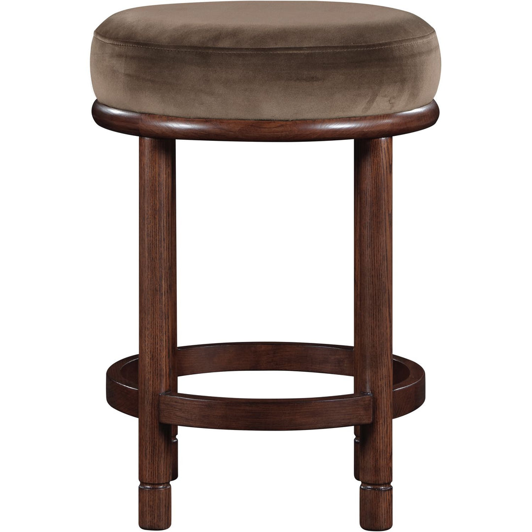 Monette Velvet Upholstered Counter Stool — Brown / Brown