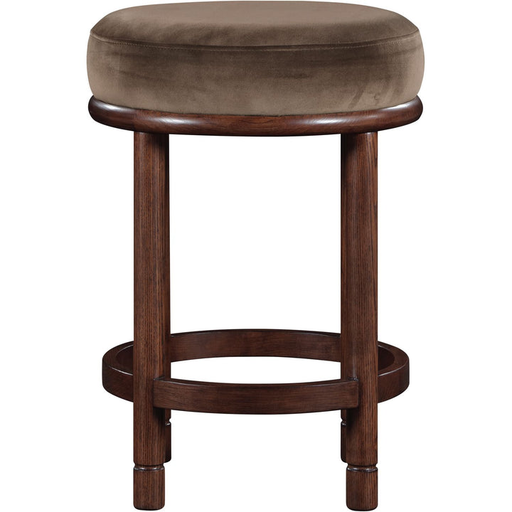 Monette Velvet Upholstered Counter Stool — Brown / Brown