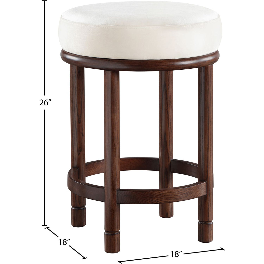 Monette Velvet Upholstered Counter Stool — Cream / Brown