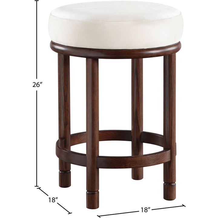 Monette Velvet Upholstered Counter Stool — Cream / Brown
