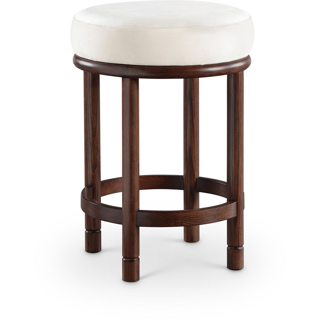 Monette Velvet Upholstered Counter Stool — Cream / Brown