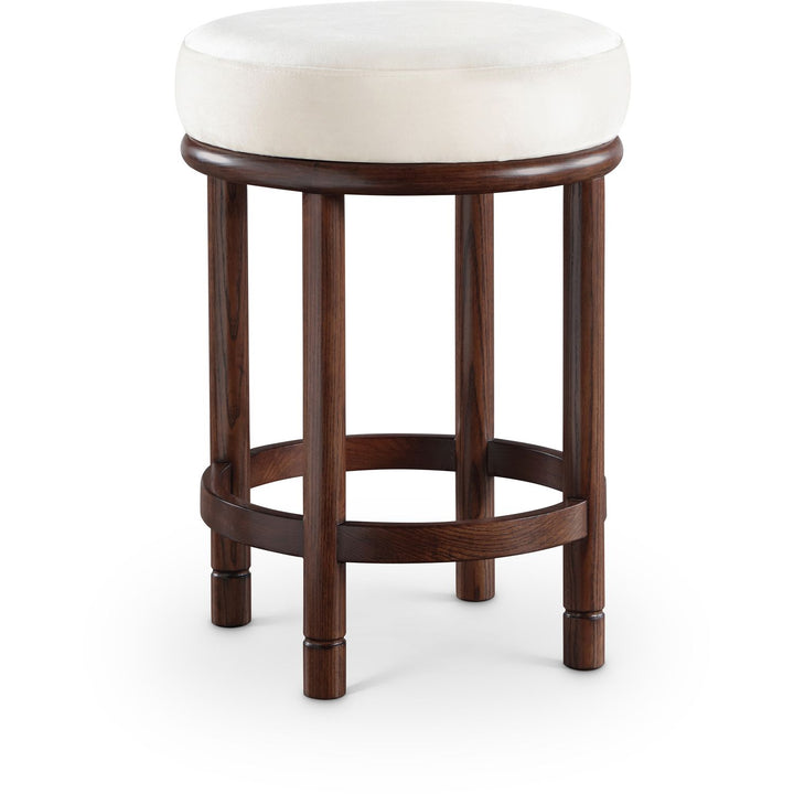 Monette Velvet Upholstered Counter Stool — Cream / Brown