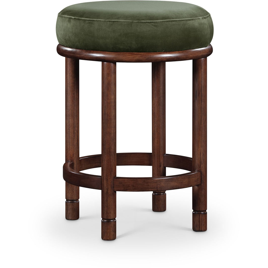 Monette Velvet Upholstered Counter Stool — Green / Brown