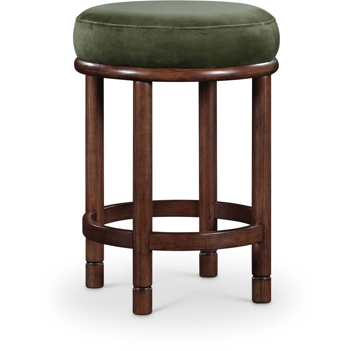 Monette Velvet Upholstered Counter Stool — Green / Brown