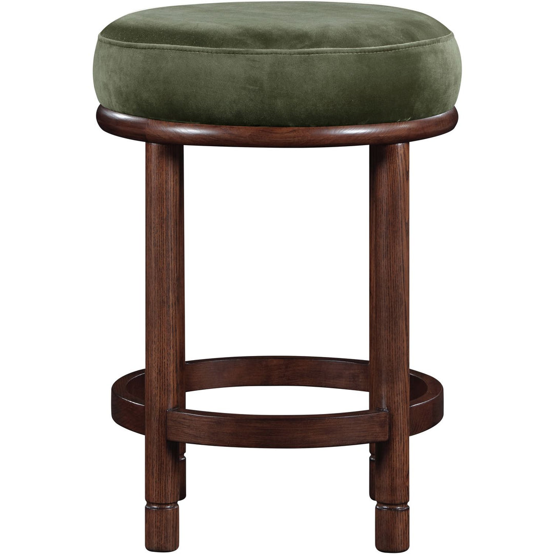 Monette Velvet Upholstered Counter Stool — Green / Brown