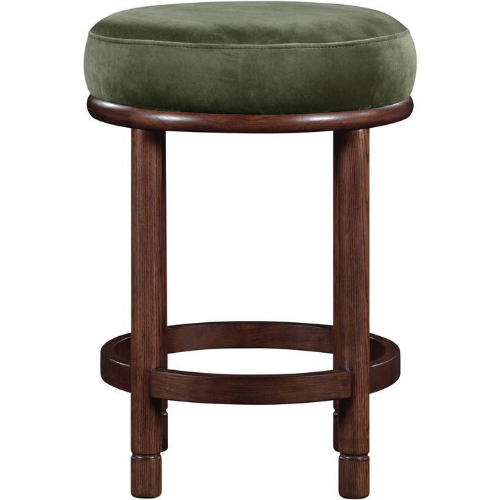 Monette Velvet Upholstered Counter Stool — Green / Brown