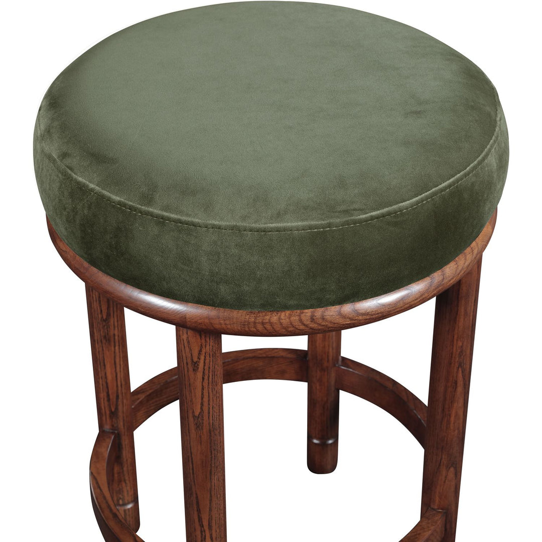 Monette Velvet Upholstered Counter Stool — Green / Brown