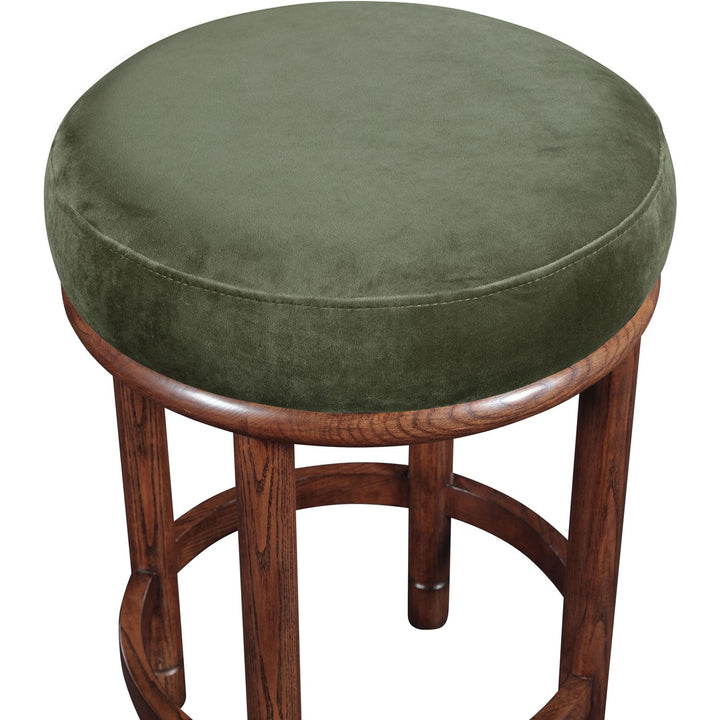 Monette Velvet Upholstered Counter Stool — Green / Brown